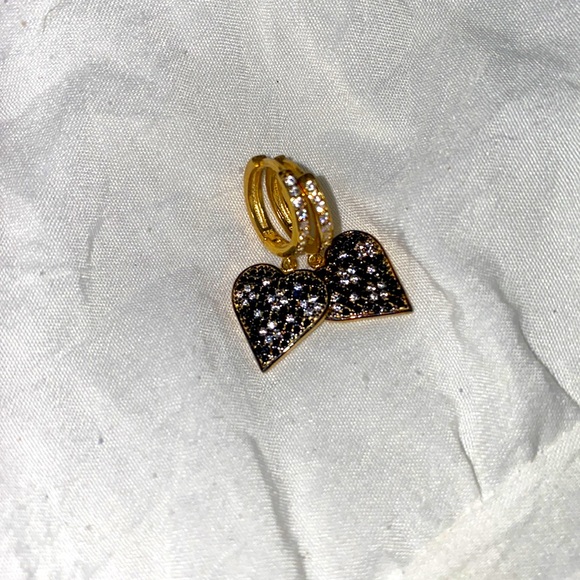 GABI RIELLE 14K Yellow Gold Vermeil Pave Huggie Earrings - Picture 2 of 4